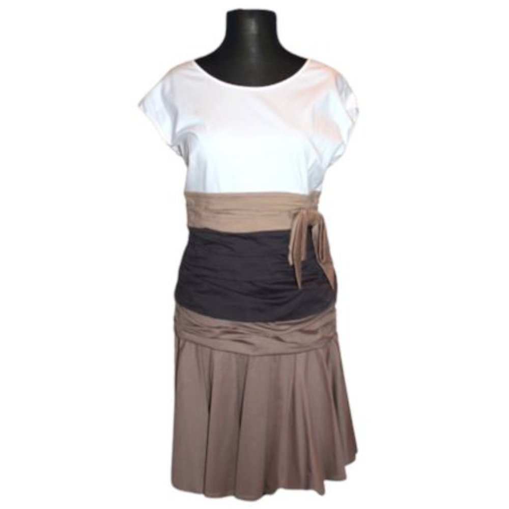 PAULE KA Stretch Cotton Color Block Top & Skirt (Sz L fits like 8)